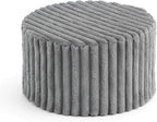 LITA Round Stuffed Pouf Ottoman, Corduroy Poufs with High-Density Foam Filling and Washable Cover, Furry and Fluffy Bean Bag Foot Stools Ottoman for Living Room, Bedroom, Office, Grey, Round