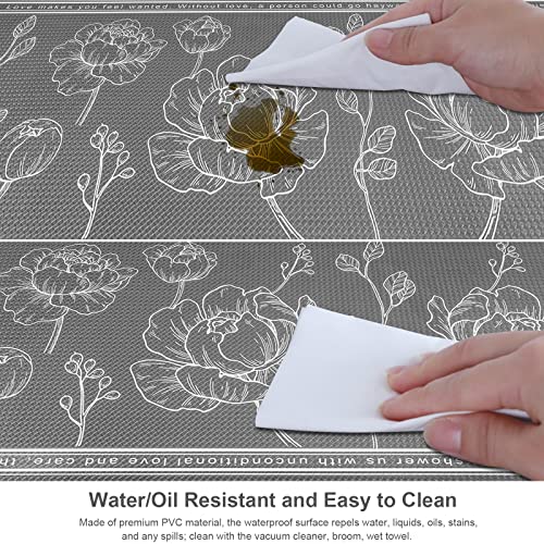ROTTOGOON Kitchen Floor Mat Set of 2, Cushioned Anti Fatigue Mat 17"x47"+17"x29", Non-Slip Waterproof Rug, Premium PVC Comfort Mats and Rugs for Kitchen, Office, Home, Laundry - color: Grey, size: 17"x47"+17"x29"