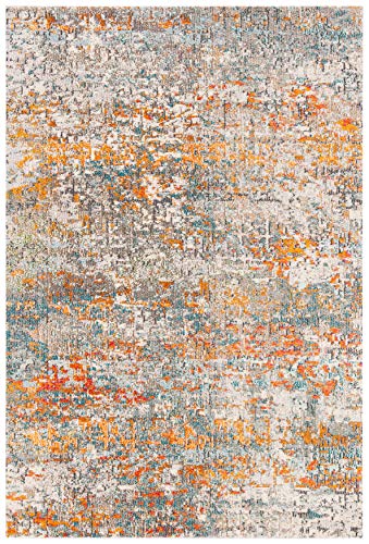 SAFAVIEH Madison Collection Accent Rug - 2'2" x 4', Grey & Orange, Modern Abstract Design, Non-Shedding & Easy Care, Ideal for High Traffic Areas in Entryway, Living Room, Bedroom (MAD460F) - color: Grey/Orange, size: 2'2" x 4' (Rectangular)