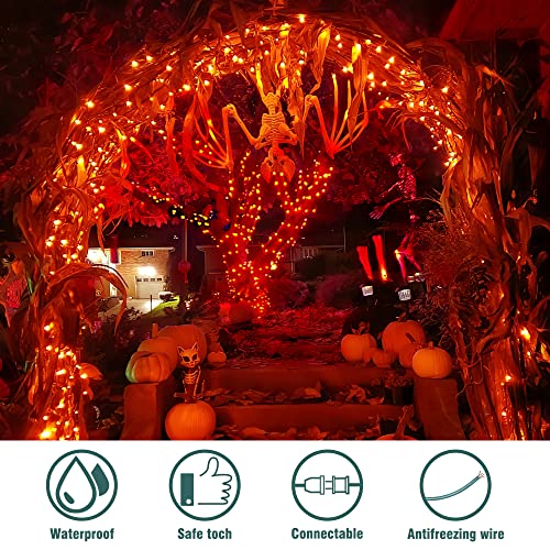 Hopolon Mini Orange Halloween Lights, 2PACk 50 Count Incandescent Christmas String Lights, 13 FT 120 V Xmas Tree Lights for Christmas,Thanksgiving, Patio, Party, Home, Indoor Outdoor Decor, Orange - color: Orange,Green Wire, size: 2PACK, 50 count