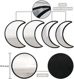 5-Piece Black Acrylic Moon Phase Wall Mirror Set - Shatterproof Safety Design, Easy Stick-On Installation, Boho Celestial Decor for Bedroom Living Room