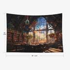 EMMTEEY Fantasy Library Wall Tapestry for Bedroom 60X50 Inch - Bookshelf Wall Decor Vintage Dark Academia Backdrop for Living Room Dorm
