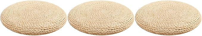 Hand-Woven Round Meditation Cushion Set 3 Pcs Japanese Floor Pillows for Yoga Comfortable Sitting Cushions for Living Room and Dining Room