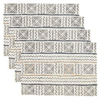 White African Mud Cloth Inspired Dinner Placemat, 14" X 20" Rectangular (4 Piece), 100% Cotton - size: Placemat