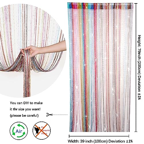 Hysenm 2 Pack 39 x 79 Inch Beaded Curtain String Door Curtains, Hippie Room Decor Curtains for Doorway, Closet Divider Privacy Decor, Boho Home Decoration Bedroom, Party, 18 Colors - color: 18 Colors
