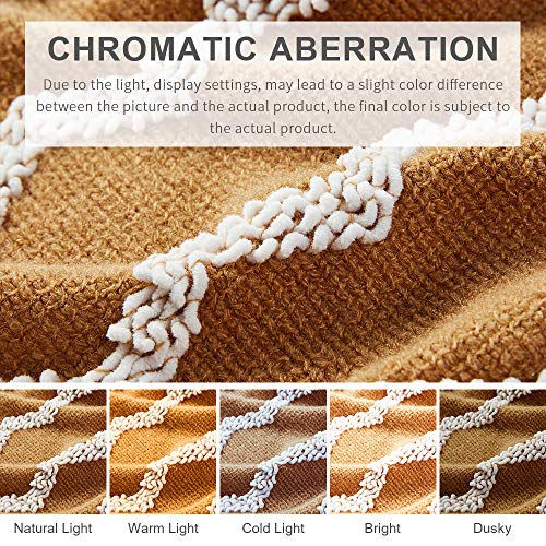 BOURINA Fluffy Chenille Knitted Fringe Throw Blanket Lightweight Soft Cozy for Bed Sofa Chair Throw Blankets, Dark Gold 50" x 60" - color: A-mustard, size: 50"×60"