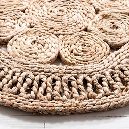 SAFAVIEH Natural Fiber Round Collection 10' Round Natural NF167A Handmade Boho Charm Farmhouse Jute Area Rug - size: 10' (Round)