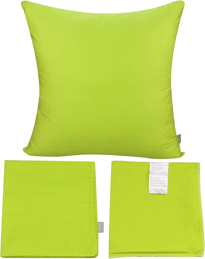 Thmyo 4-Pack 100% Cotton Comfortable Solid Decorative Throw Pillow Case Square Cushion Cover Pillowcase Sublimation Blank Pillow Covers DIY Throw Pillowcase for Couch(22x22 inch/ 55x55cm,Light Green)