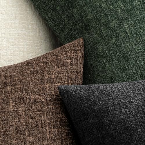MIULEE Decorative Throw Pillow Covers 18x18 Pack of 2 Olive Green Spring Couch Pillow Covers Soft Cozy Textured Chenille Pillowcases for Home Decor Sofa Living Room Cushion Bedroom - color: Olive Green, size: 18" x 18" (Pack of 2)