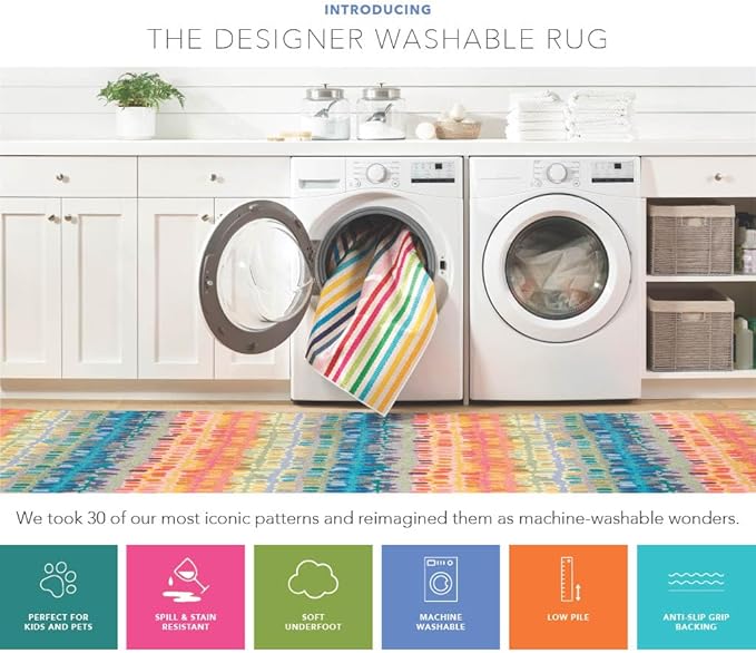 Dash and Albert Kali, Natural, 2' x 3', Diamond, Soft and Cozy, High Traffic, Lightweight, Anti-Slip, Durable, Machine Washable Area Rug for Bedroom, Living Room, Dining, Den, Foyer, Entryway