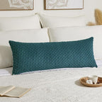 Kevin Textile 20x54 Inch Long Body Lumbar 1 Pack Boho Decorative Throw Pillow Cover Soft Striped Corduroy Rectangle Cushion Case Farmhouse Accent for Living Room Couch Sofa Bed, Teal Blue