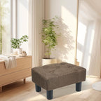 Poofzy Small Foot Stool Ottoman, Linen Ottoman Foot Rest with Legs, Rectangle Foot Rest for Couch, Footstools and Ottomans Small for Living Room and Entryway (Brown)