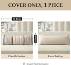 ANRODUO Pack of 1 Boho Decorative Throw Pillow Covers 14x36 Farmhouse Cushion Case Long Striped Chenille Pillow Cases Lumbar Pillow Covers Accent Neutral Pillow for Sofa Couch Bed, Light Blue Stripe