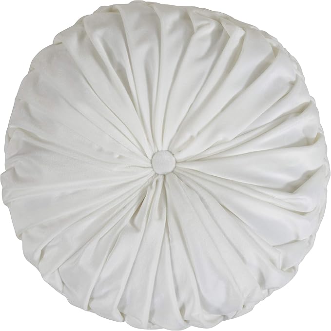SARO LIFESTYLE Round Velvet Pintucked Poly Filled Throw Pillow (Set of 2)
