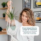 Nook Theory 4-Pack Macrame Plant Hangers with 8 Hooks - Hanging Planters for Indoor Plants, Boho Macrame Hangers Indoor Outdoor, Decorative Plant Hanger Indoor (Cream)