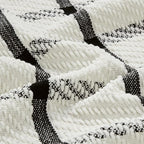 CREVENT 50"X60" Farmhouse Breathable Soft and Warm Chenille Plaid Throw Blanket for Sofa Couch Bed, Home Decoration Throw with Tassles (Black & White)