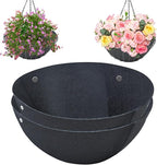 2PCS 16 Inch Round Hanging Basket Liners - Non-Woven Felt Replacement Inserts for Hanging Baskets - Black - Outdoor Plants - Avoid Bird Nesting