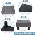 Poofzy Small Foot Stool Ottoman, Linen Ottoman Foot Rest with Legs, Rectangle Foot Rest for Couch, Footstools and Ottomans Small for Living Room and Entryway (Gray)