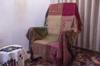 AIVIA Boho Sofa Couch Throw Blanket Slipcover, Bed Recliner Chair Throws Sofa Cover Colorful Chenille Woven Bohemian Decor - Large Oversized 87" x 103" Green Wine Red
