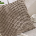 VAKADO Tan Decorative Throw Pillow Covers Couch Corduroy 26x26 Set of 4 Home Living Room Neutral Rustic Farmhouse Cushion Case Decor Boho Square for Bed Sofa