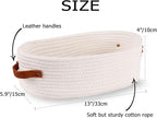 2 Pack Woven Storage Basket for Toilet Tank Top,Farmhouse Home Decor Organizing Baskets for Bathroom,Table and Counter 13"x5.9"x4" White