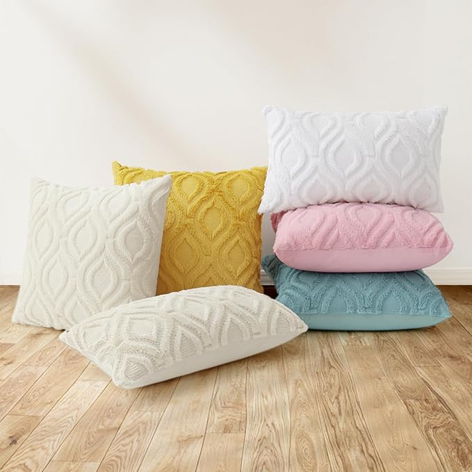 decorUhome Cozy Textured Euro Sham Throw Pillow Covers 26x26 Inch Set of 2, Soft Plush Faux Wool Light Pink Accent Couch Pillow Covers for Modern Farmhouse Sofa Bed Living Room