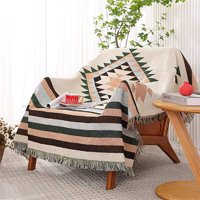 Lqprom Southwest Throw Blankets Aztec Southwestern Throws Cover Boho Native American Blankets for Gift Sofa Table Bed Living Room Decor Outdoor Camping Picnic Tent Beach Car Traveling 51"x63"