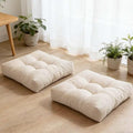 Large Sitting Pillow Set of 2, Floor Pillows Cushions for Adults, Thick Square Yoga Pillows with Tufted Cover for Bedroom Dorm Bay Window, Beige 18x18 in