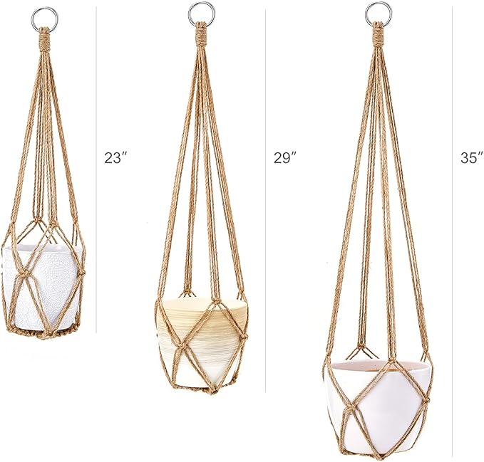 Dahey Macrame Plant Hanger Set of 3 and 2 with Hooks Indoor Hanging Planter Basket 35"/29"/23" Handmade Woven Cotton Rope Flower Plant Holder for Boho Home Decor