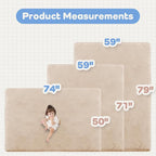 1.3" Thick Baby Floor Play Mat 59x71, Basic Padded Foam Mat for Tummy Time Crawling, Non Slip Cushioned for Babies Toddlers Infants Kids (Beige)