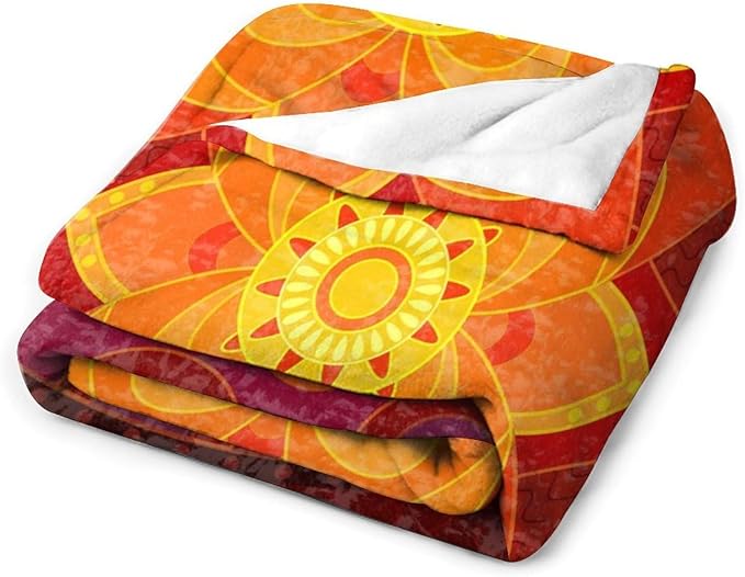 Red Mandala Throw Blanket Bright Circular Ethnic Pattern Native Indian Ornament Blanket for Sofa Bed Couch Chair Or Dorm 70"x80"