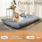 Honeydak 3 in 1 Giant Bean Bag Chair Cover Only (No Filler) Convertible Bean Bag Lazy Floor Sofa Cover Without Filling Washable Versatile Stuffed Animal Storage for Bedroom Living Room (Light Grey)