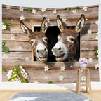 Viajar Funny Donkey Tapestry Wall Hanging, Funny Farm Country Animal Rustic Farmhouse Decor Tapestries Hippie Tapestry Wall Hanging Home Decor Dorm Livingroom Bedroom Wall Blanket, 80X60 Inches
