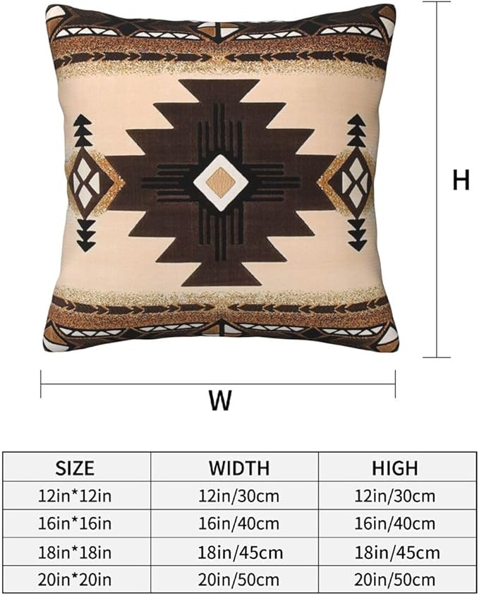 Western Aztec Throw Pillow Covers 16x16 Set of 2, Southwest Native American Brown Pillow Covers Outdoor Decorative Pillow Case for Couch Bed Sofa Cushion Home Decor