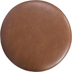 Spatial Order Faux Leather Organic Shape Ottoman (No Lid, Seat Only) | HomePop Home Décor | Round Pouf Foot Rest – Chestnut Faux Leather Faux Leather