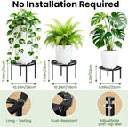 TOSKING 3-Pack Plant Stands - Heavy Duty Low Plant Stand, No Assembly Required Risers for Potted Plants Indoor and Outdoor, Ready to Use(10.24" & 10.24" & 8.66" Diameter)