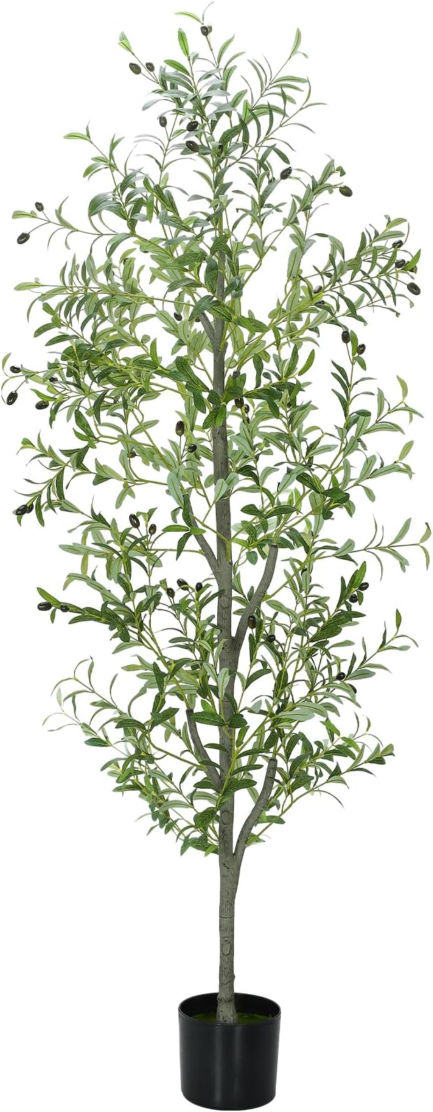 6 FT Faux Olive Tree Indoor, Tall Artificial Silk Olive Tree 6 FT, Large Indoor Fake Olive Trees with Realistic Leaves, Branches, Fruits, Faux Olive Trees Artificial Plants for Home (6 Feet)