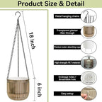 ZeeDix 3 Pack Self Watering Hanging Planters, 6.5 Inch Indoor Plant Pots with 3 Hooks Visible Water Level and Drainage for Home, Wall, Window Decor Outdoor Use(Starry Gray)