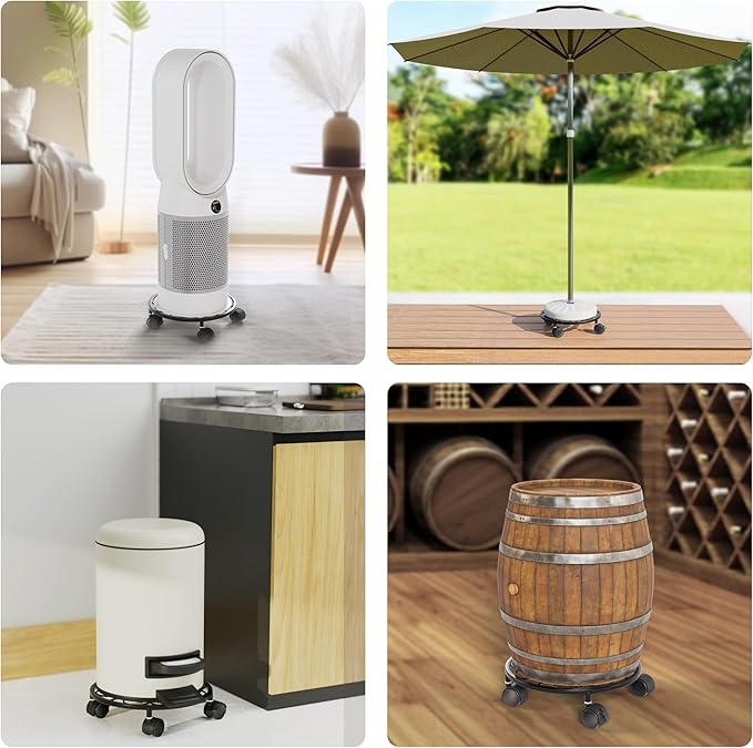 10.24" Plant Stand with Wheels - 2 Pack Plant Caddy, 360 °Rotatable and Lockable Plant Rollers, Easy to Move, Plant Tray with Casters for Indoor Outdoor Wine Cellar.