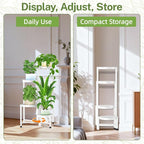 iDavosic.ly Plant Stand Indoor Outdoor, 4 Tier Corner Metal Flower Display Holder Shelf, Folding Tall Orchid Rack for Patio Balcony Porch Garden Living Room House, White