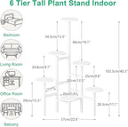 6 Tier Corner Plant Stand Indoor Outdoor, Tall Large Plant Shelf for Multiple Plants, Tiered Flower Pot Holder, Metal Display Plant Shelves for Living Room, Balcony, Patio, Garden(White)GPS514W