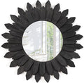 Emfogo Wall Mirror 12 inch Rustic Wood Sunburst Boho Mirror Farmhouse Wall Decor Room Decor Home Decor for Bedroom Living Room Entryway (Vintage Black)