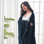 inhand Knitted Throw Blankets for Couch and Bed, Soft Cozy Knit Blanket with Tassel, Dark Blue Lightweight Decorative Blankets and Throws, Farmhouse Warm Woven Blanket for Men and Women, 50"x60"