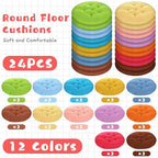 Tinideya 24 Pcs Round Floor Cushions Floor Pillows Meditation Seat Pillows Flexible Seating for Adults Kids, Chair Cushions for Classroom, Nursery, Living Room, Yoga(Medium 15.7 Inch,Colorful)