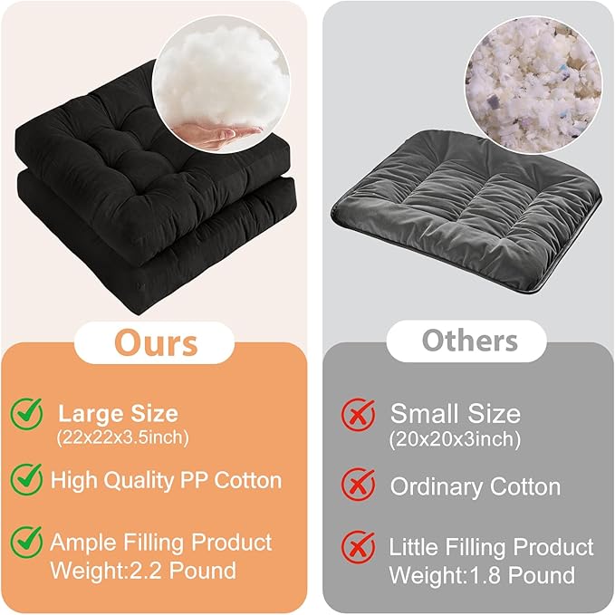 Tiita Outdoor Cushions Square Floor Pillow Thicken Tufted Seat Pad Large Floor Cushion for Yoga Meditation Living Room