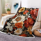 Boho Floral Throw Blanket Colorful Bohemian Flowers Decorative Soft Warm Cozy Blanket Plush Throws Blankets for Women Girls Kids Couch Travel 50 x 60 Inch