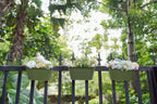 Dahey 10.5 Inch Metal Iron Hanging Flower Pots for Railing Fence Hanging Bucket Pots Countryside Style Outdoor Planter Window Flower Plant Holder with Detachable Hooks Home Decor,Green,3 Pcs