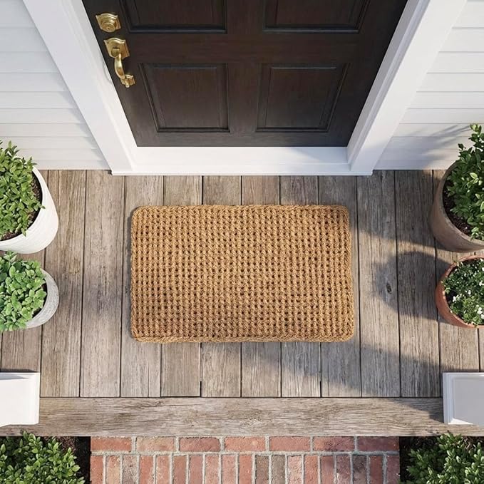 Kempf Dragon Weave Coco Coir Doormat, 22" x 36", Hand-Twisted Interwoven Fibers, Breathable Woven Backed Scraper Mat for Indoor Outdoor Entryways