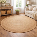 Savi Home Jute Area Rug Handwoven - 8 feet Round Natural - Rustic Vintage Beige Braided Reversible Rug- Eco Friendly Rugs for Farmhouse, Bedroom, Kitchen, Living Room