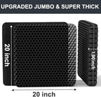 Gel Seat Cushion, Jumbo&Thick Gel Cushion Chair Pads with Non-Slip Cover for Home Office Car Seat Wheelchair, Soft Breathable Honeycomb Seat Pads for Relieve Hip Pain,Black 20x20x1.9inch